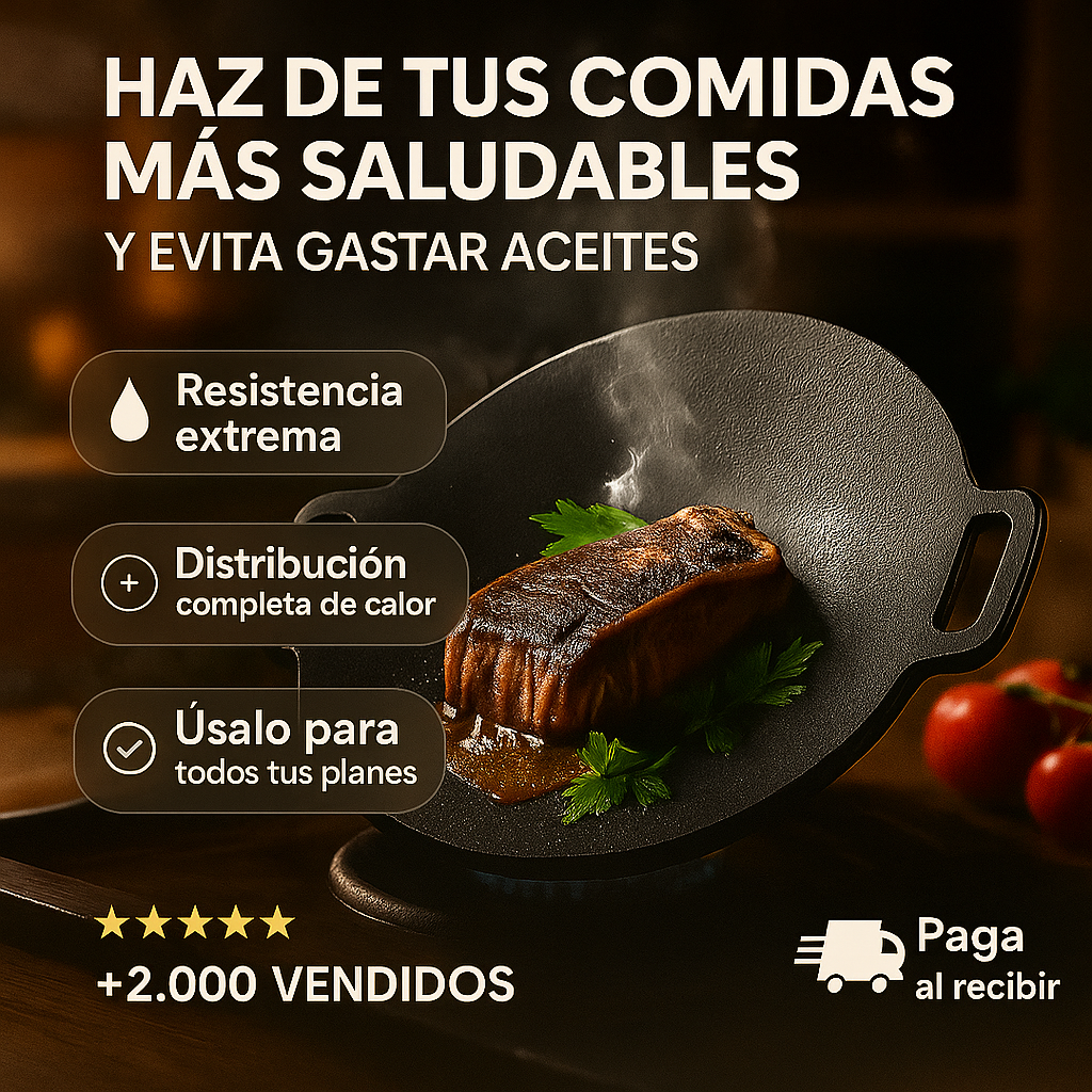 COCINA TUS COMIDAS DE MANERA MÁS SALUDABLES | Plancha Antiadherente 38 cm
